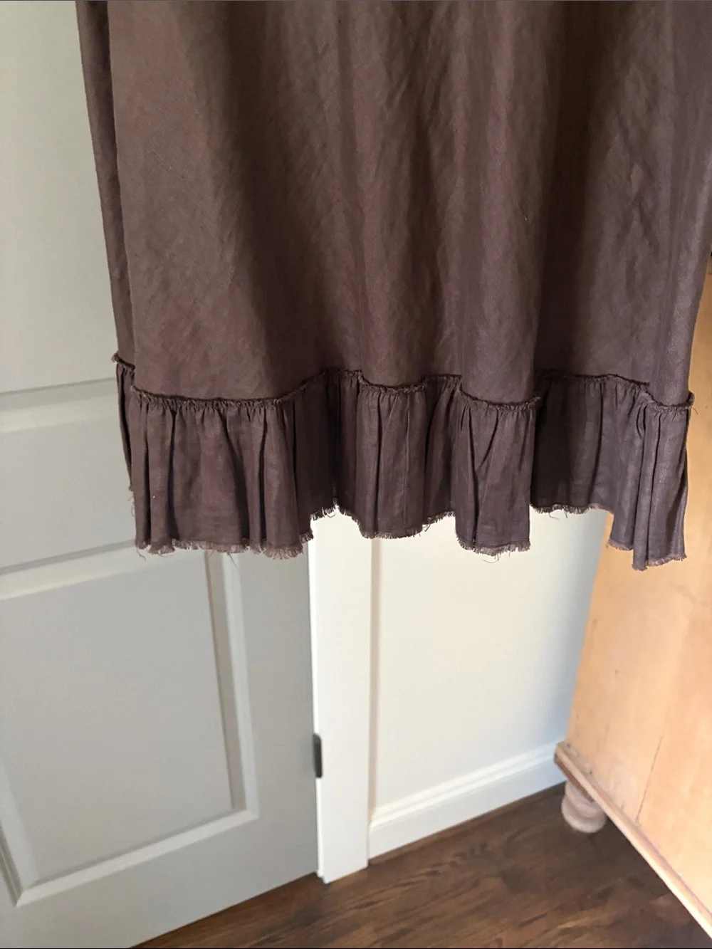 J. Crew Brown Ruffle-Hem Midi Skirt